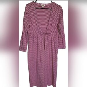 Vintage Talbots Intimates Sz P Pink White Stripe Long Sleeve Cover Robe Knit